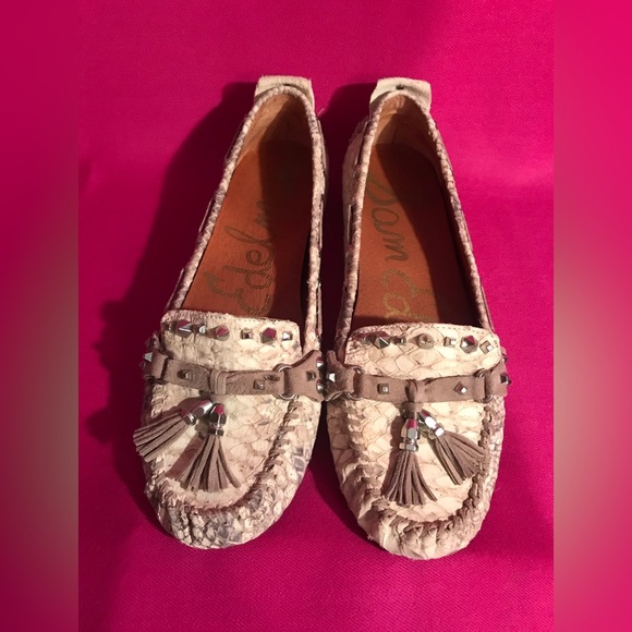 Sam Edelman Jalen Driving Loafer Moccasin Snakeskin - Picture 2 of 6